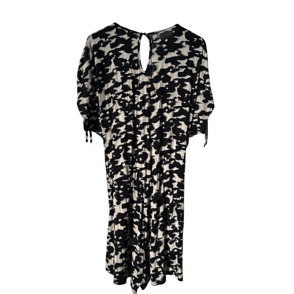 Market and Spruce Faux Wrap Short Sleeve Romper Women XL Keyhole Black Beige NEW - Picture 2 of 6